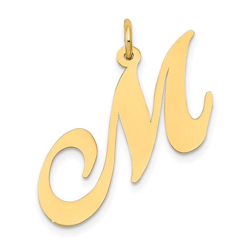 14k Yellow Gold, Ella Collection, Lg Fancy Script Initial M Pendant